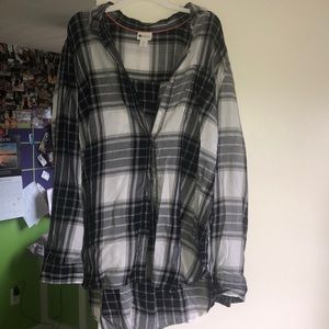 Black flannel with a little high low cut